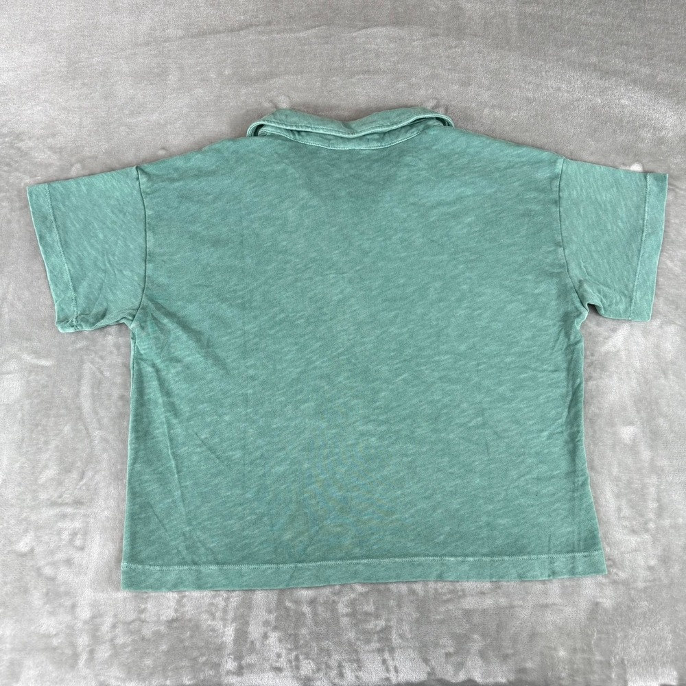 Marine Layer Cropped Polo Shirt Womens Medium Green Stretch Soft Cotton New NWOT - Picture 4 of 5